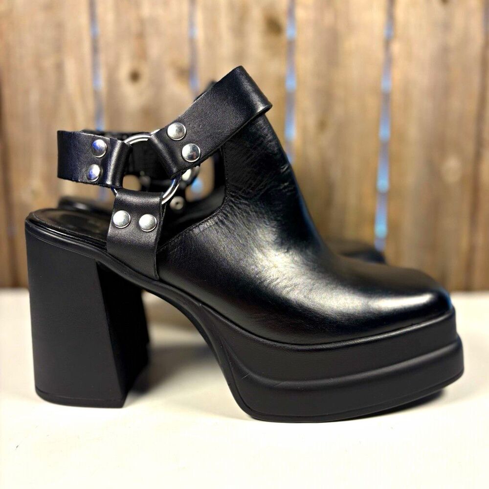 Free People Hybrid Harness Platform Bootie Women's Black Leather Shoe Size 6.5